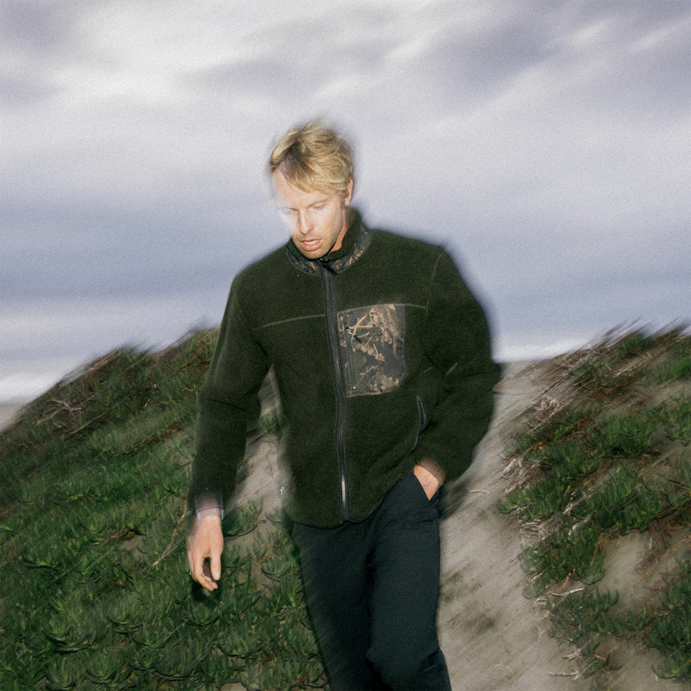 Roark Campover Fleece Zip Hoodie in Dark Military - Men