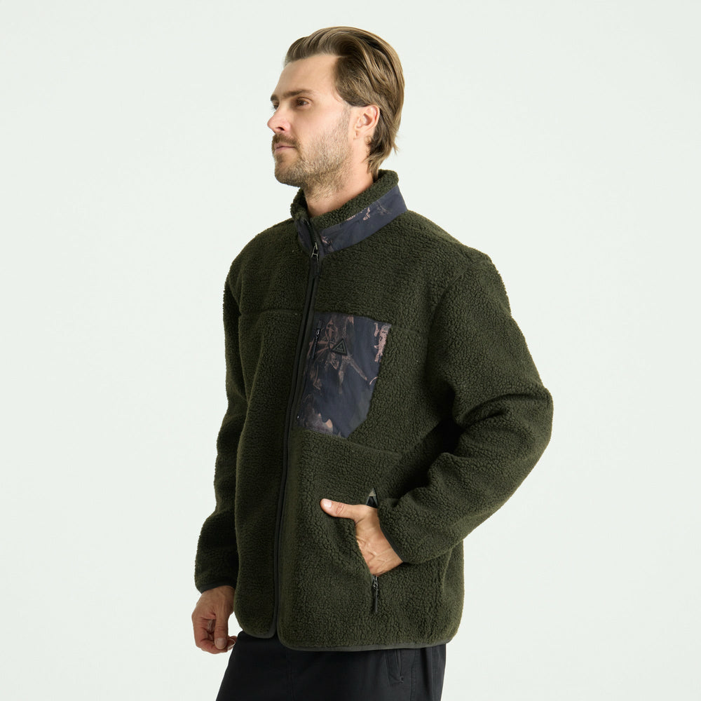 Roark Campover Fleece Zip Hoodie in Dark Military - Men