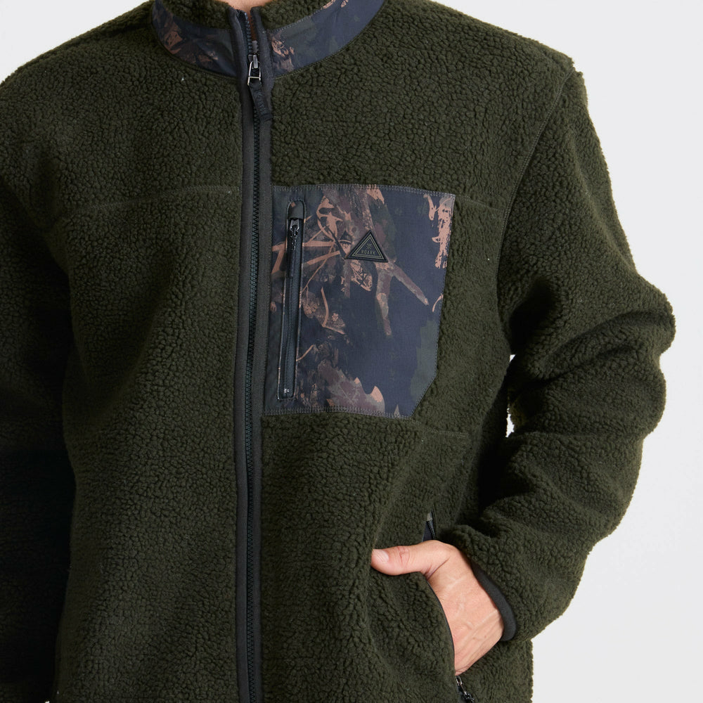 Roark Campover Fleece Zip Hoodie in Dark Military - Men