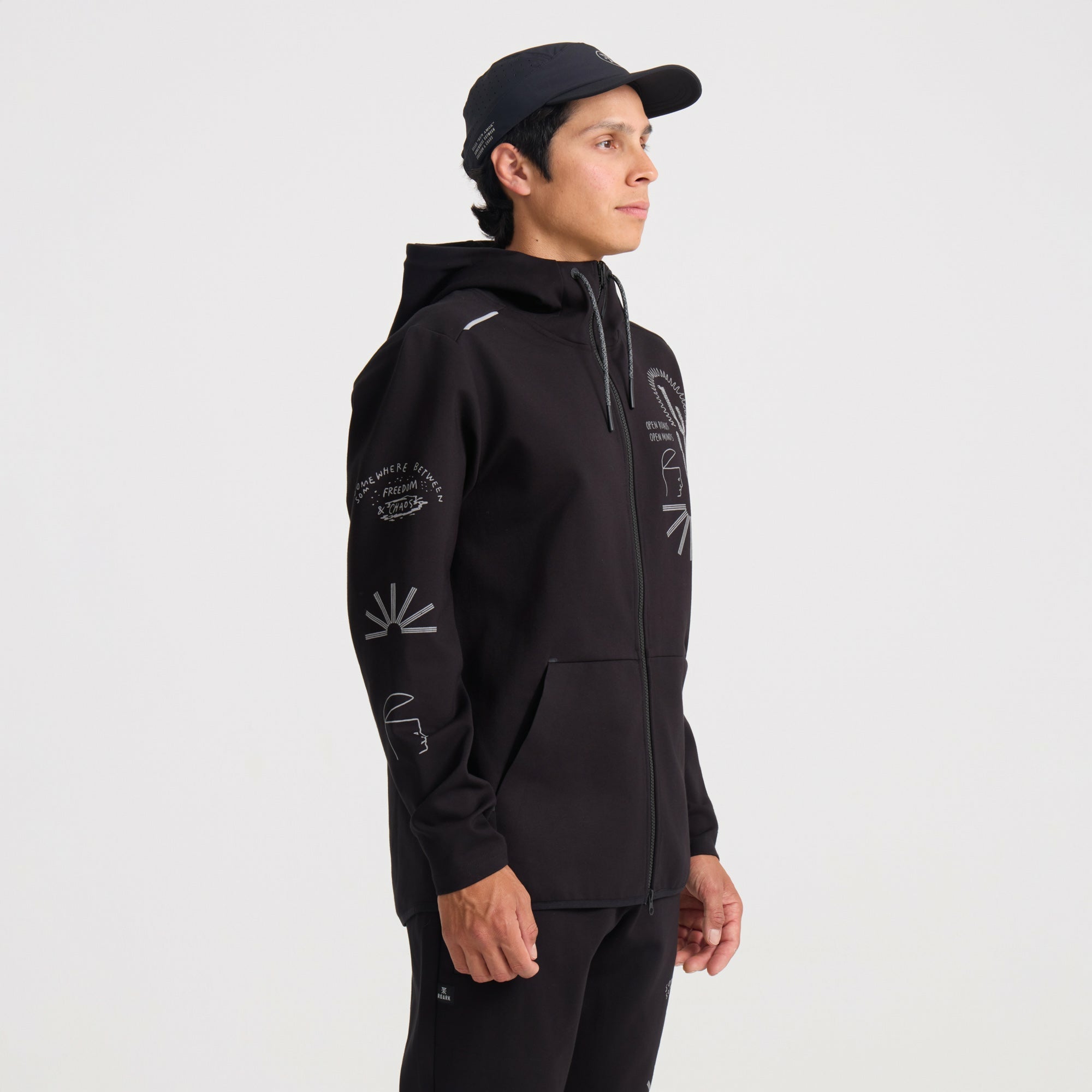 Roark El Morro Zip Fleece 2.0 Hoodie in Black - Men|Run / Active