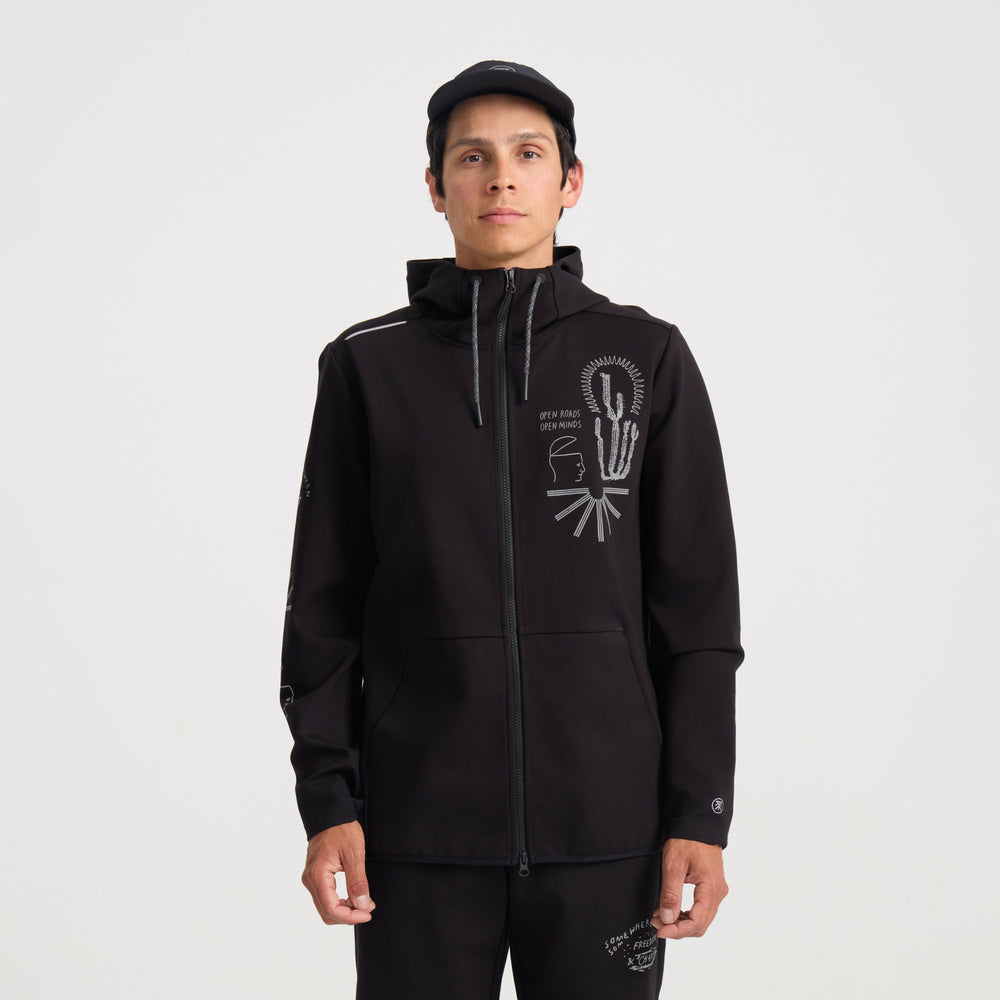 Roark El Morro Zip Fleece 2.0 Hoodie in Black - Men|Run / Active