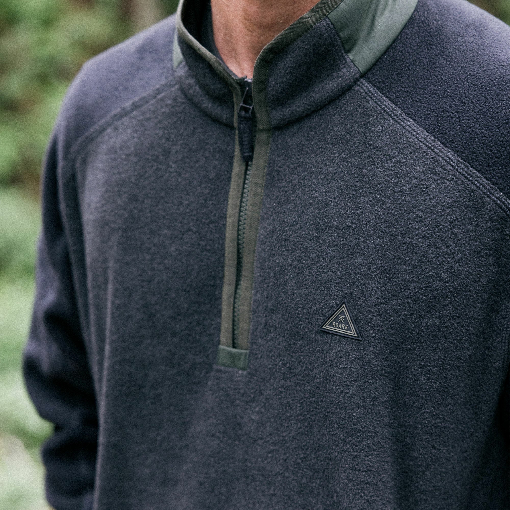 Roark Campover Fleece Mock Hoodie in Onyx - Men