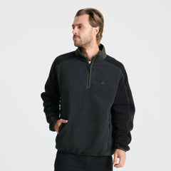 Roark Campover Fleece Mock Hoodie in Onyx - Men