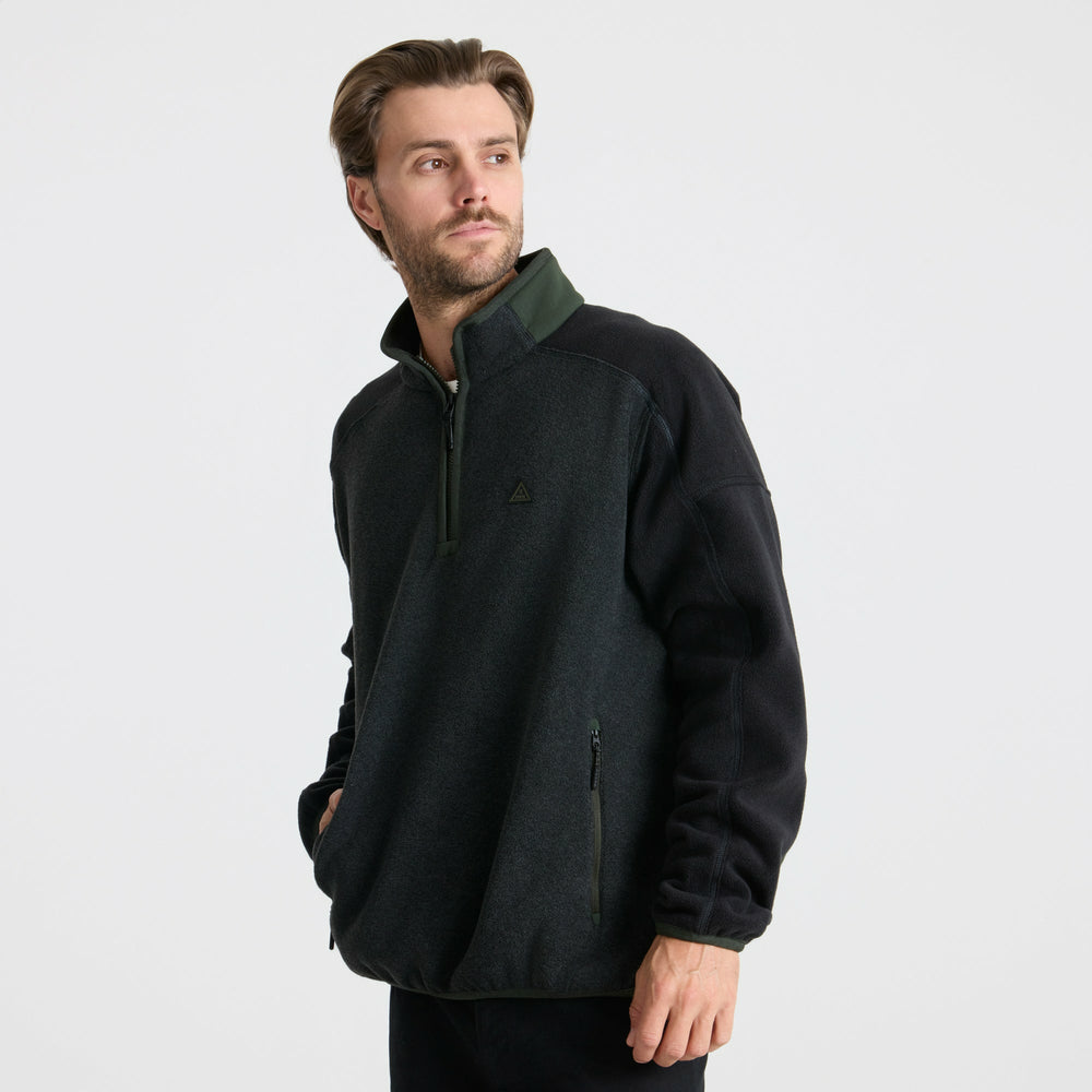 Roark Campover Fleece Mock Hoodie in Onyx - Men