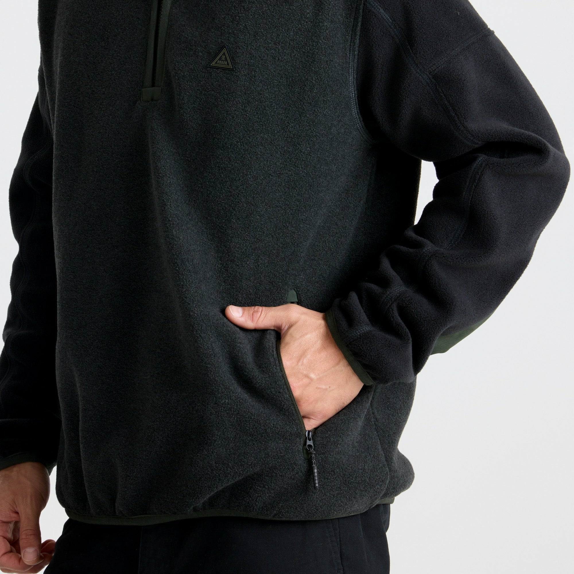 Roark Campover Fleece Mock Hoodie in Onyx - Men