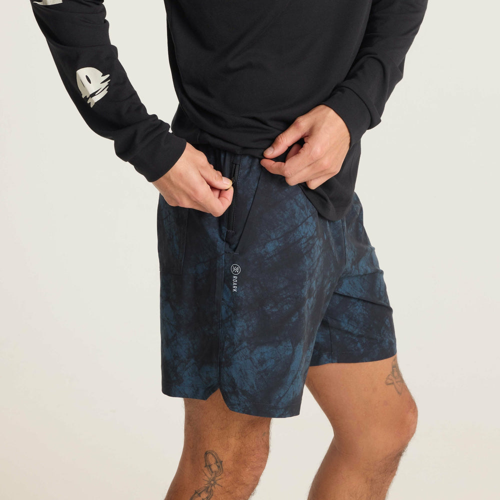 Roark Serrano Active Stretch Shorts in Navy Tie Die - Men|Run / Active
