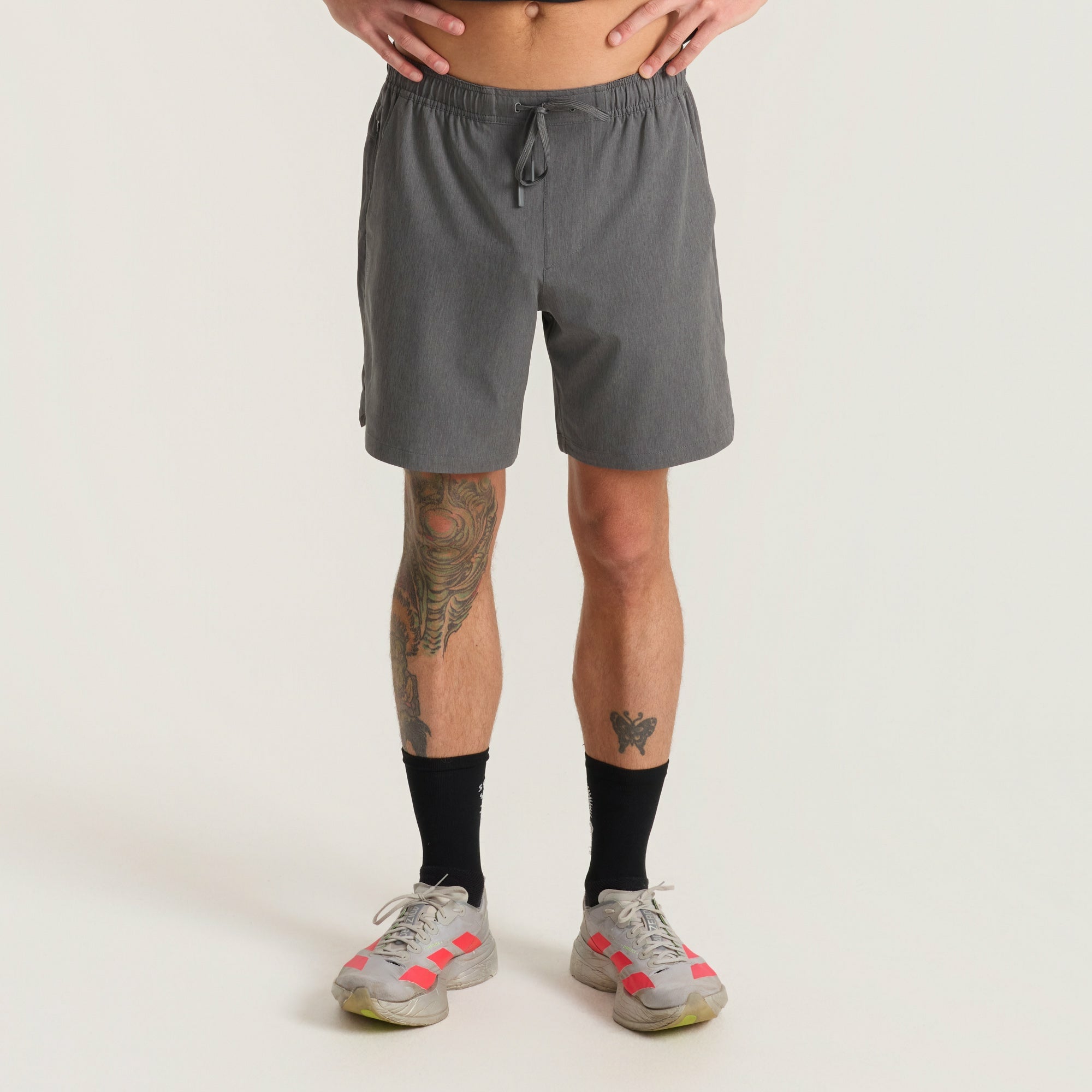 Roark Serrano 7" Active Stretch Shorts in Charcoal Heather - Men|Run / Active