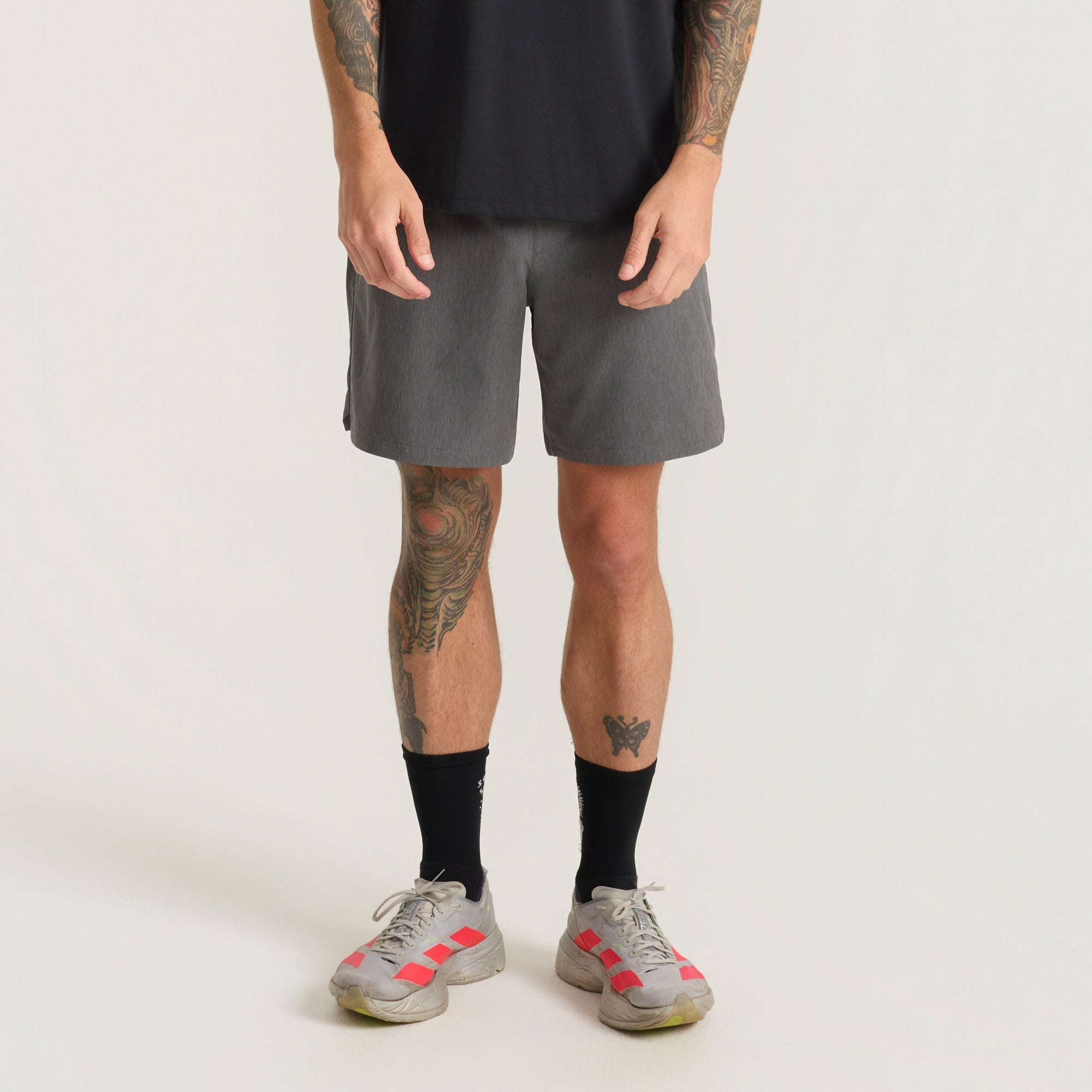 Roark Serrano 7" Active Stretch Shorts in Charcoal Heather - Men|Run / Active