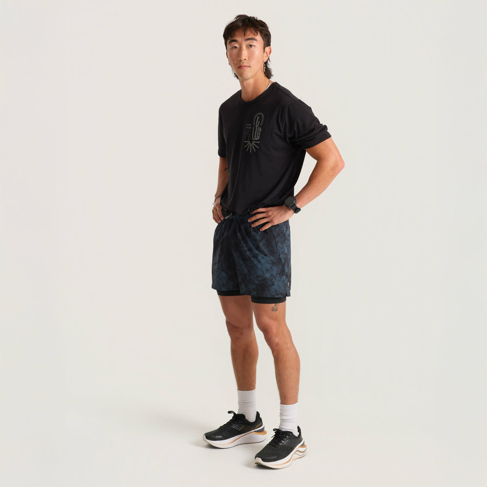 Roark Bommer 3.5" Shorts in Navy Tie Dye - Men|Run / Active