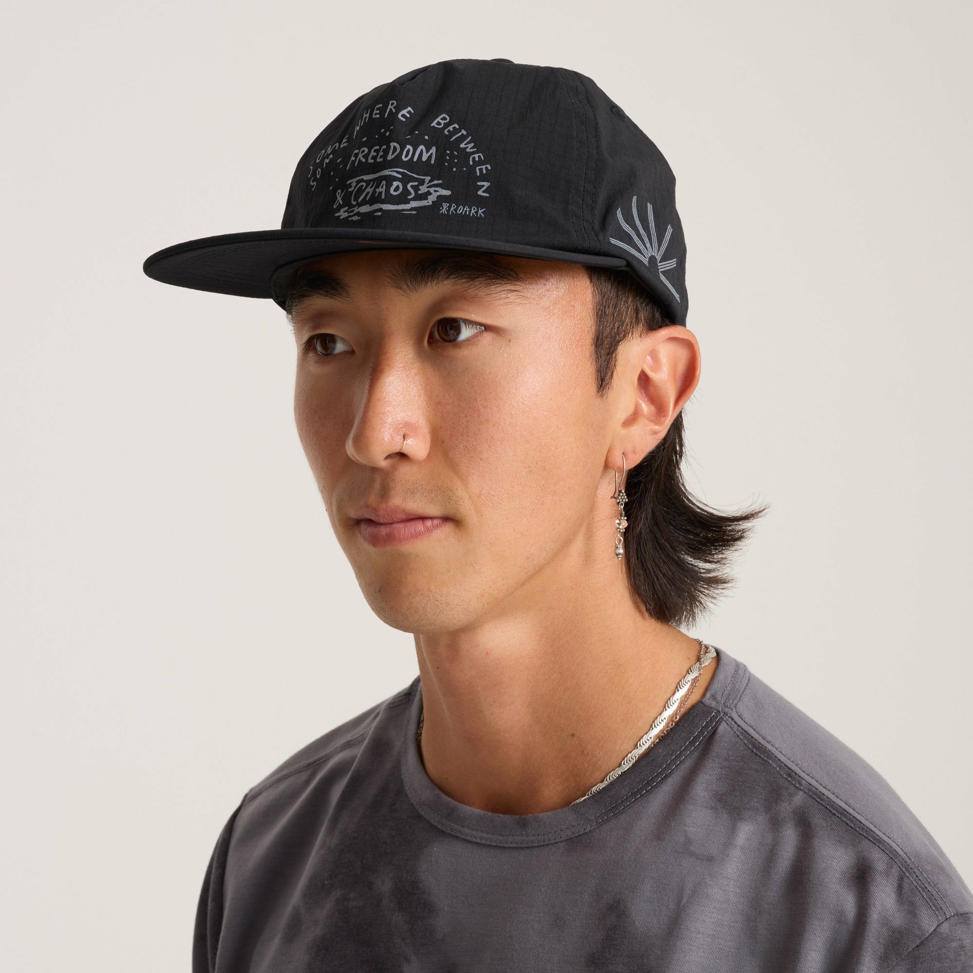 Roark Mathis 5 Panel Strapback Hat in Chaos Black - Men