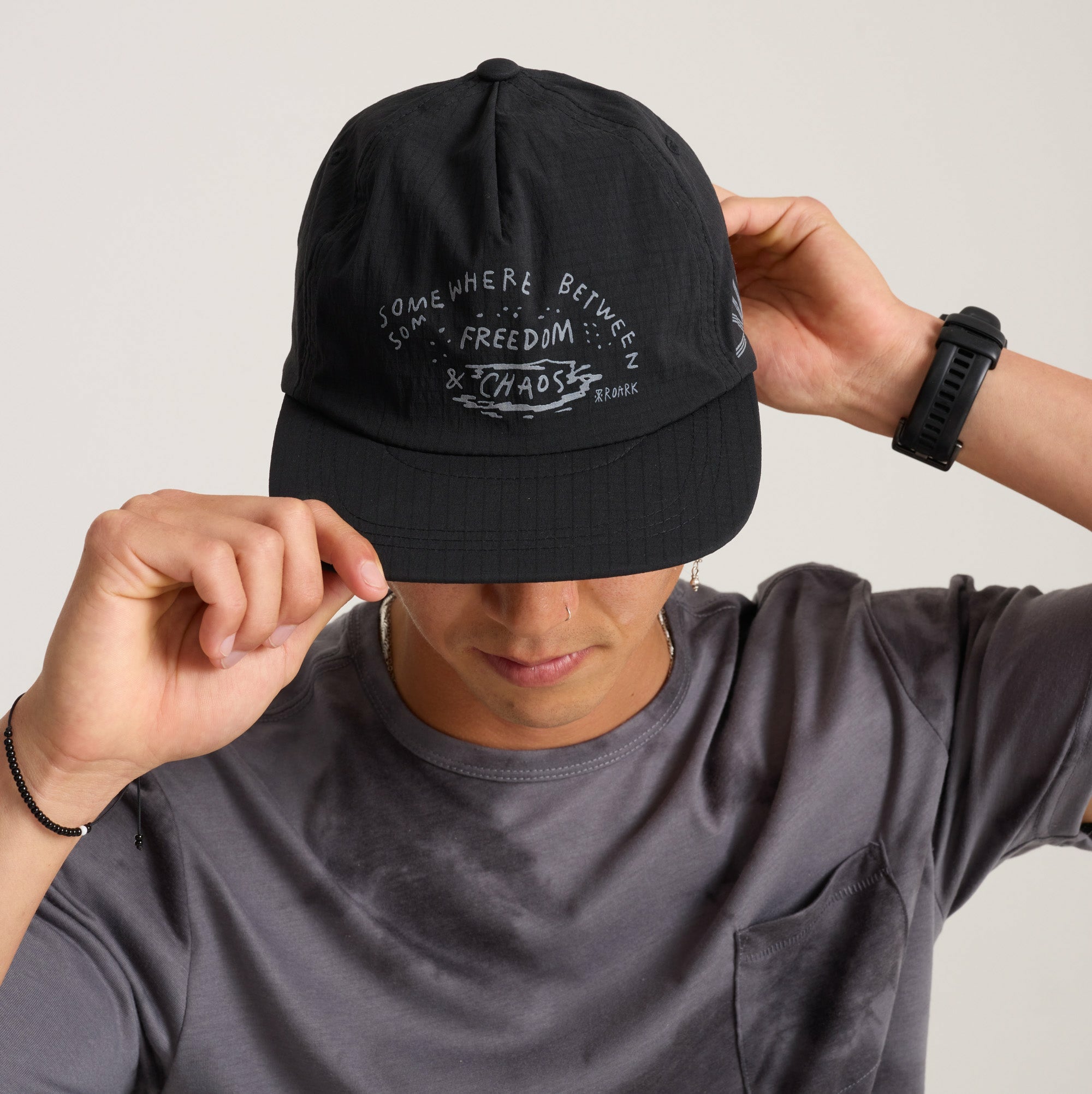 Roark Mathis 5 Panel Strapback Hat in Chaos Black - Men