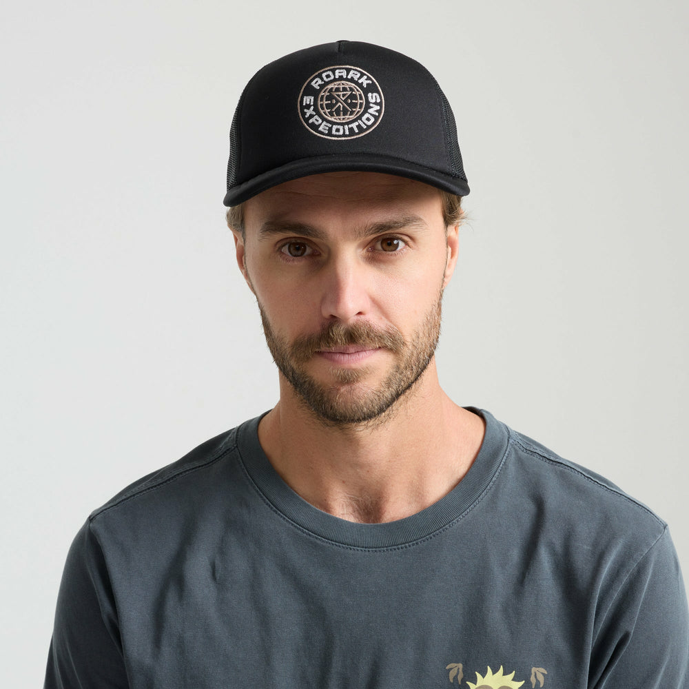 Roark Foam Trucker Global Snapback Hat in Black - Men