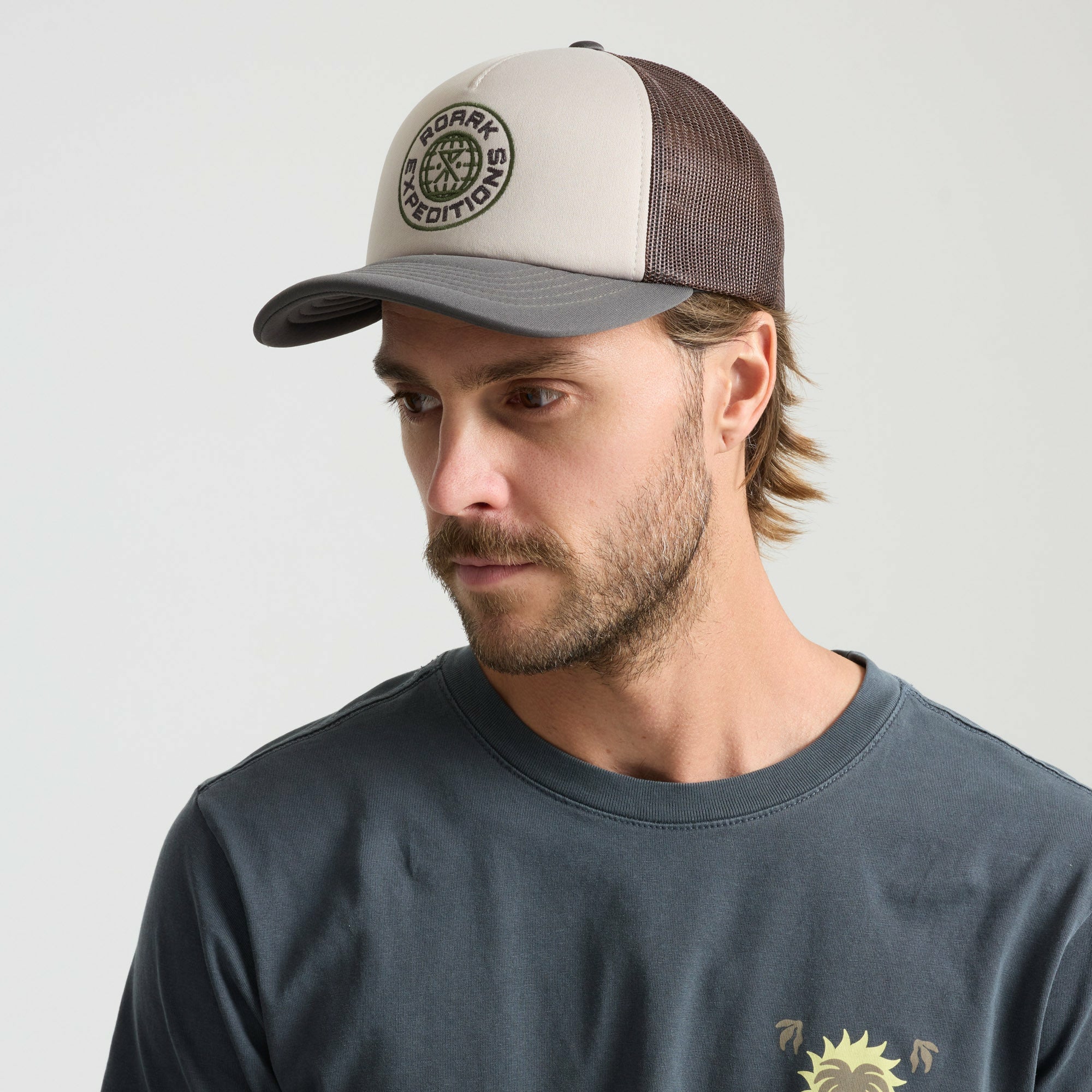 Roark Foam Trucker Global Snapback Hat in Military - Men