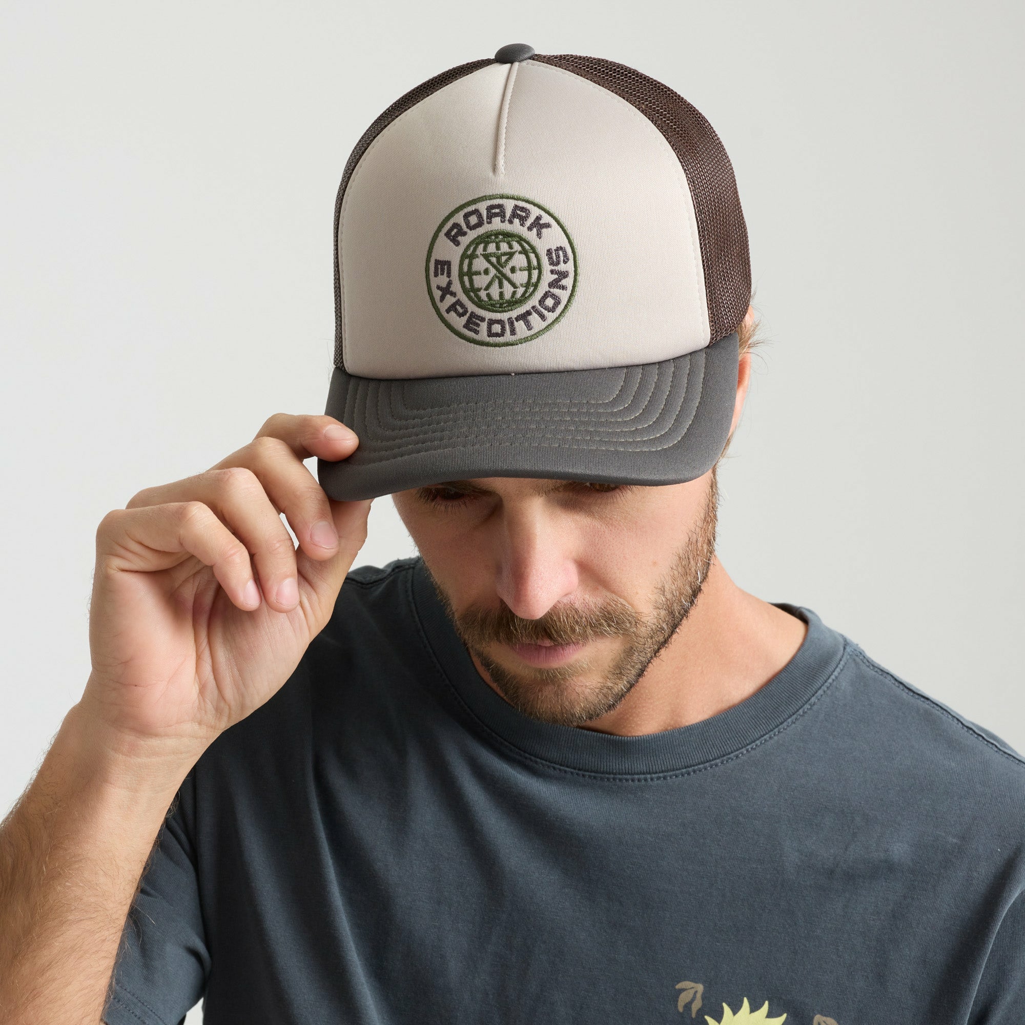 Roark Foam Trucker Global Snapback Hat in Military - Men
