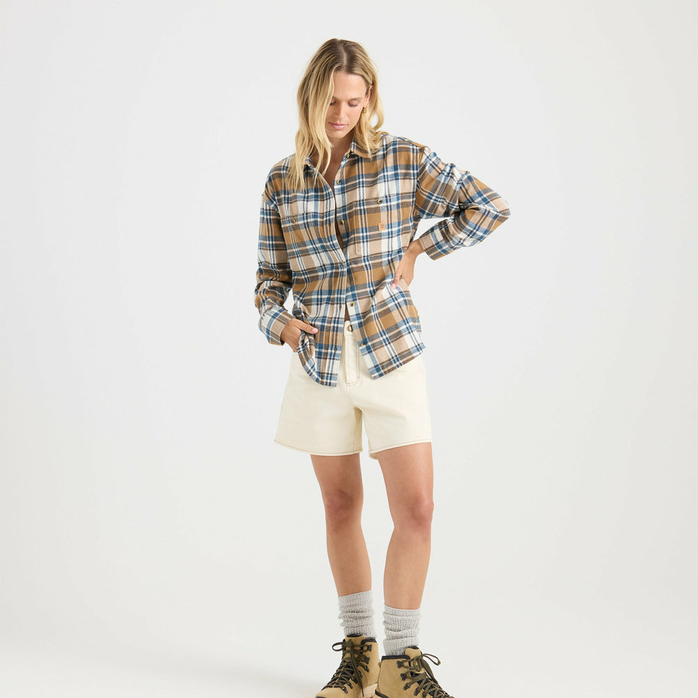 Roark Amberley Light Long Sleeve Flannel in Dark Khaki - Women
