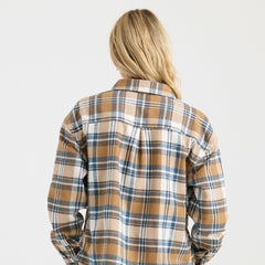 Roark Amberley Light Long Sleeve Flannel in Dark Khaki - Women