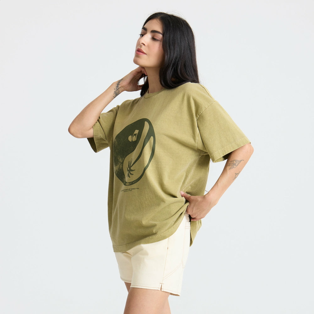 Roark Balance Oversized Premium Tee in Dusty Olive - Women