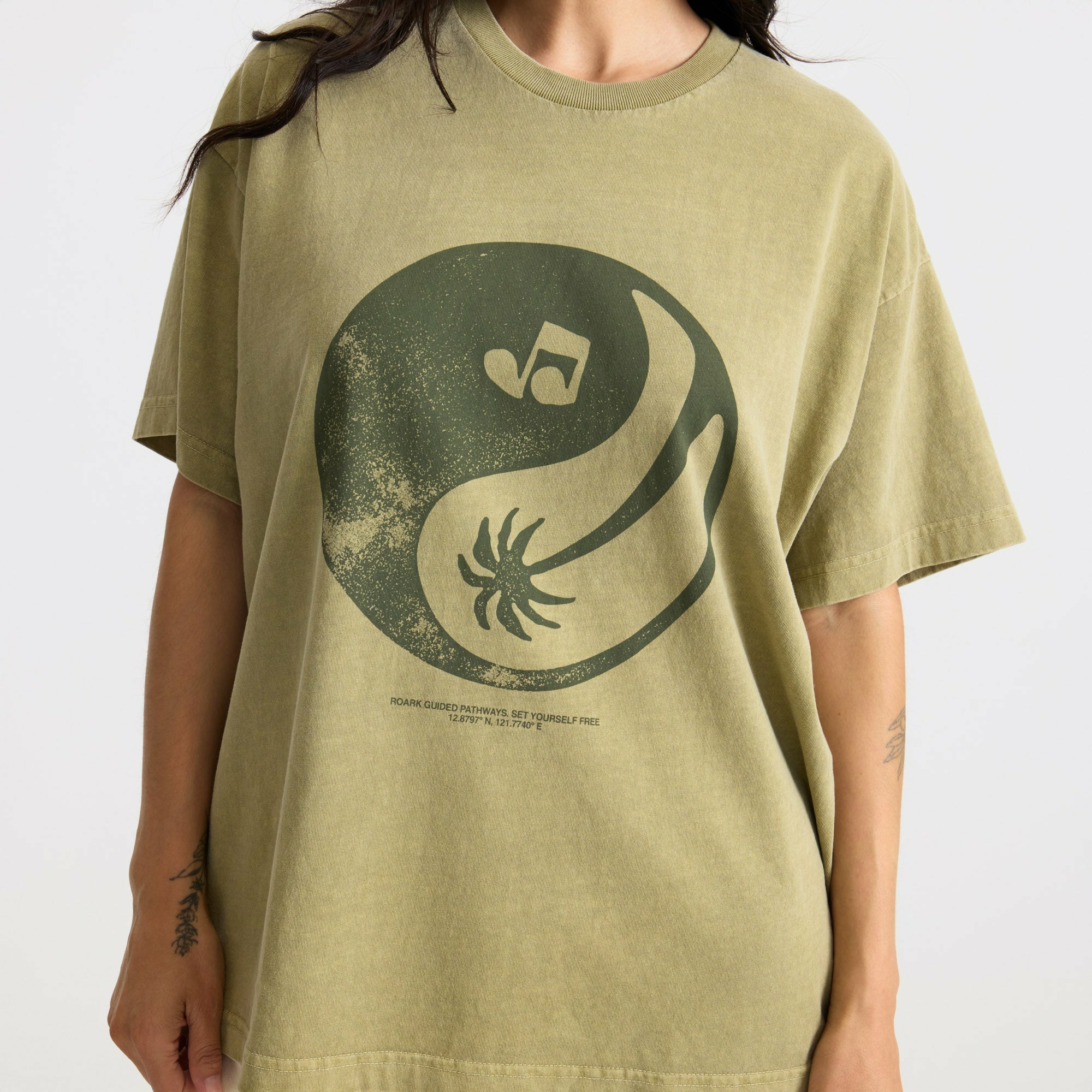 Roark Balance Oversized Premium Tee in Dusty Olive - Women