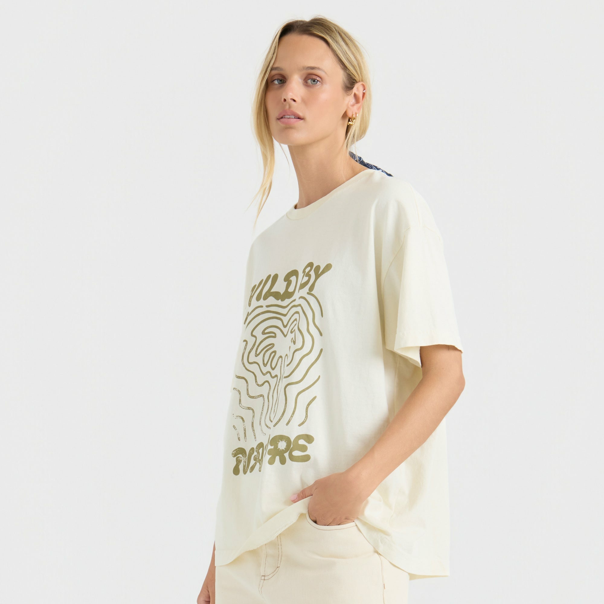 Roark Wild By Nature Oversize Premium Tee in Bone - Women