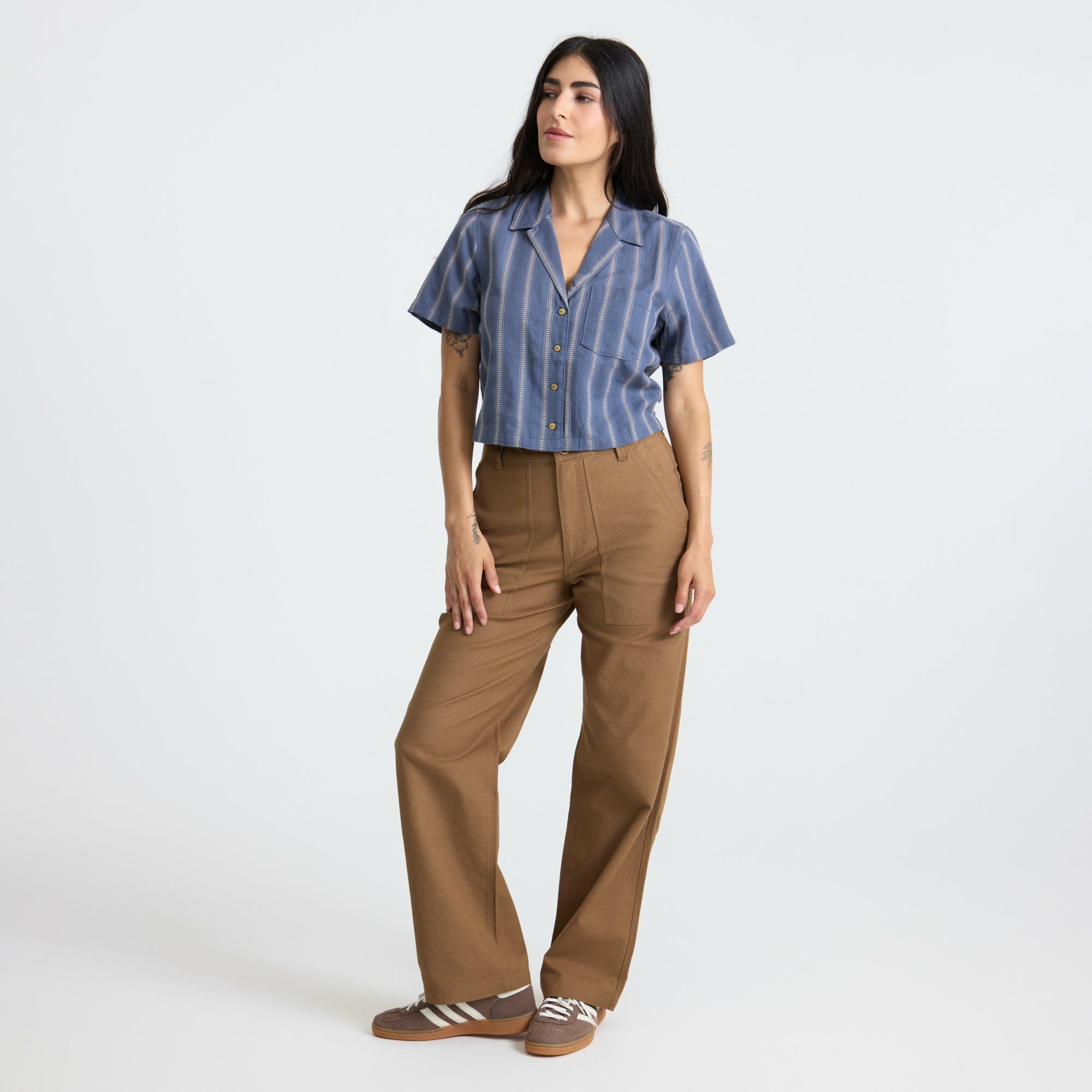 Roark Crosswinds Camp Button Up Shirt in Neptune - Women
