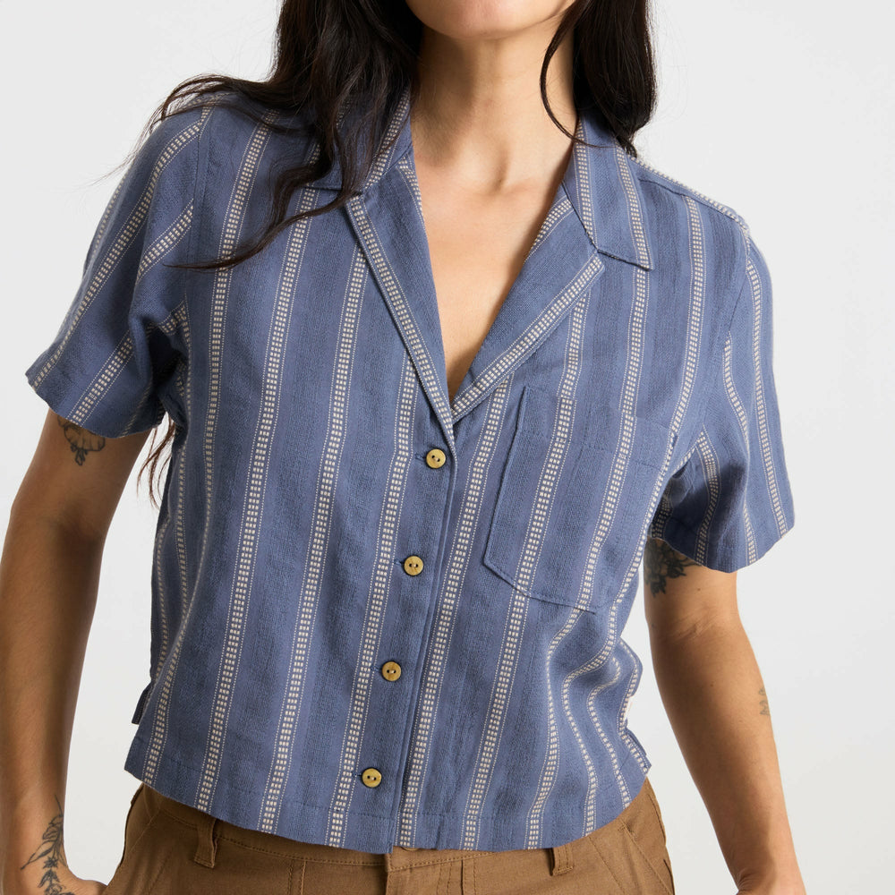 Roark Crosswinds Camp Button Up Shirt in Neptune - Women