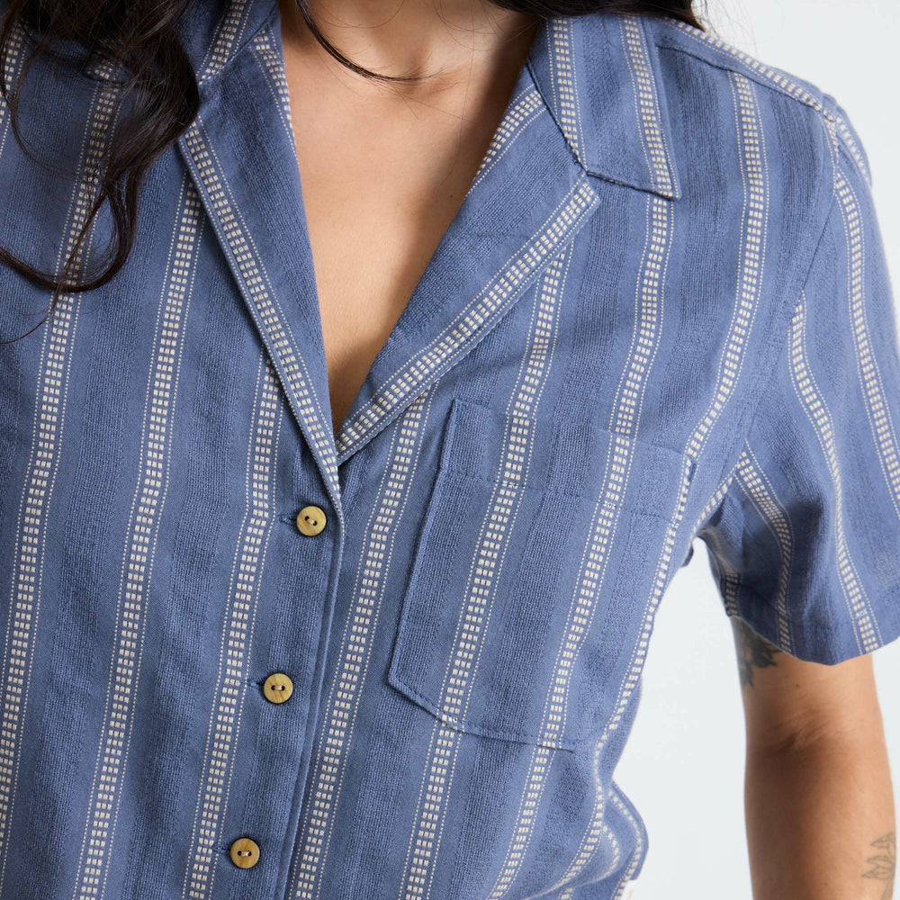 Roark Crosswinds Camp Button Up Shirt in Neptune - Women