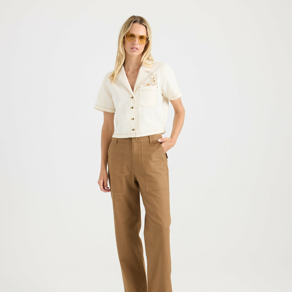 Roark Camp Button Up Shirt in Bone - Women