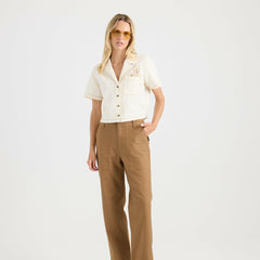Roark Camp Button Up Shirt in Bone - Women
