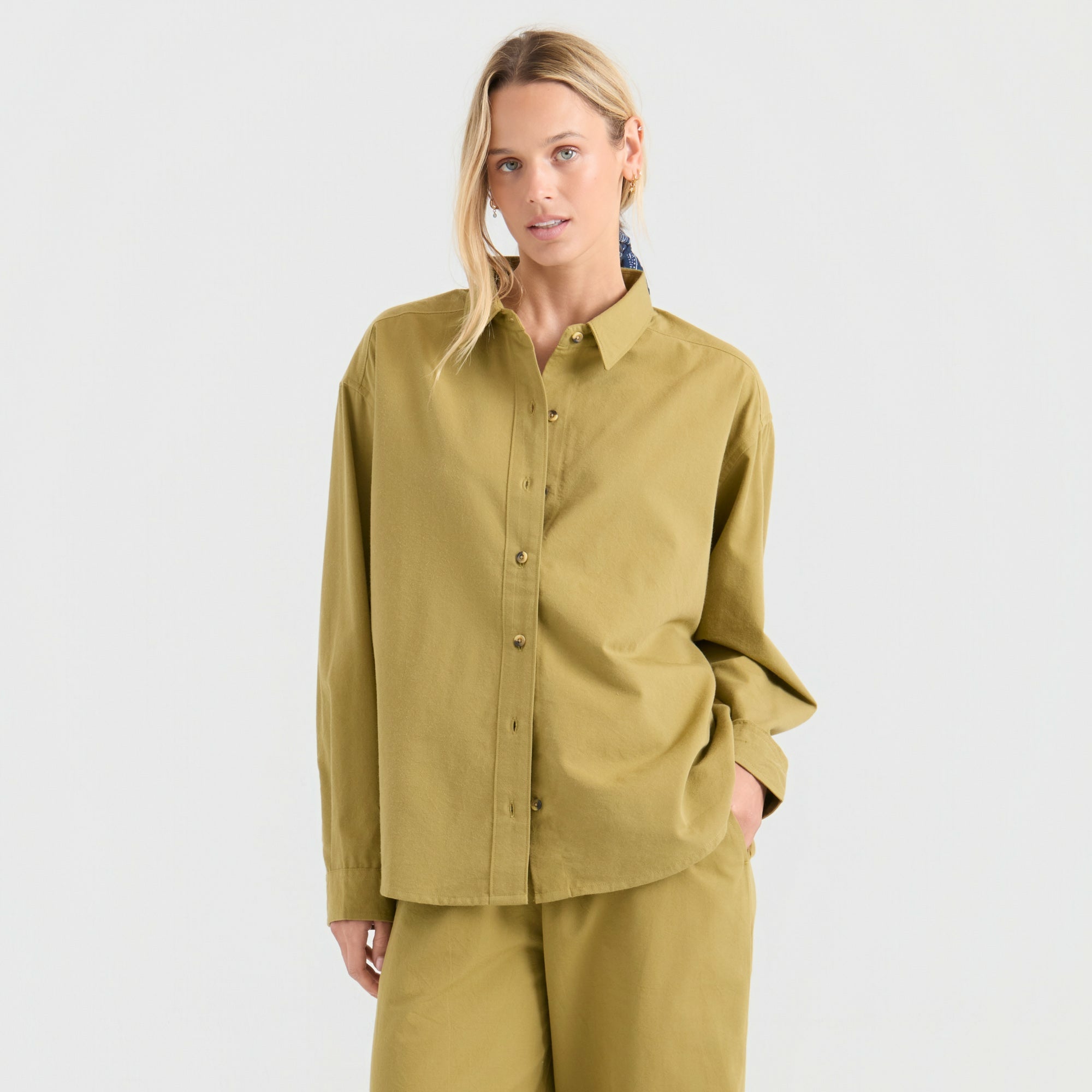 Roark Costa Button Up Shirt in Dusty Olive - Women