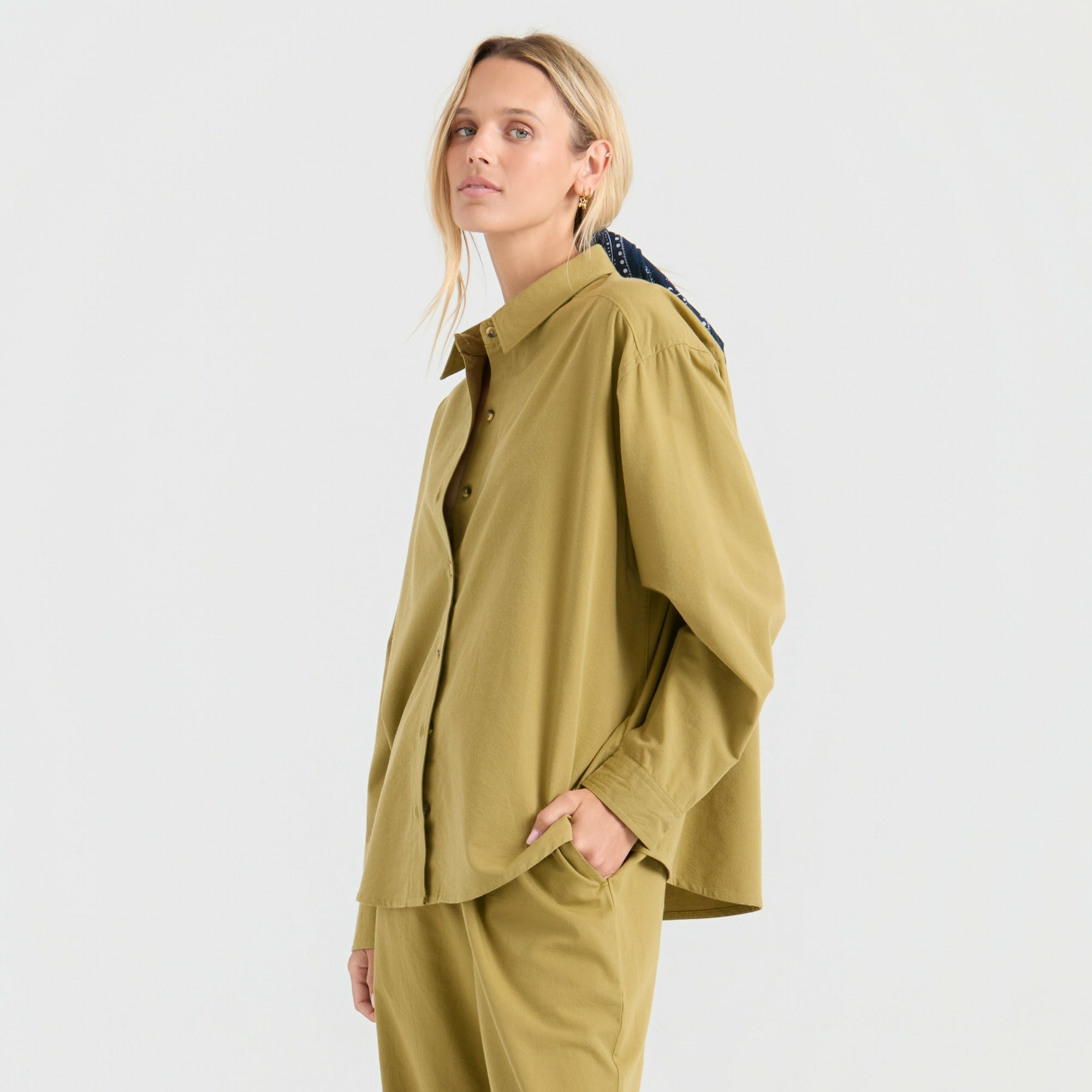 Roark Costa Button Up Shirt in Dusty Olive - Women