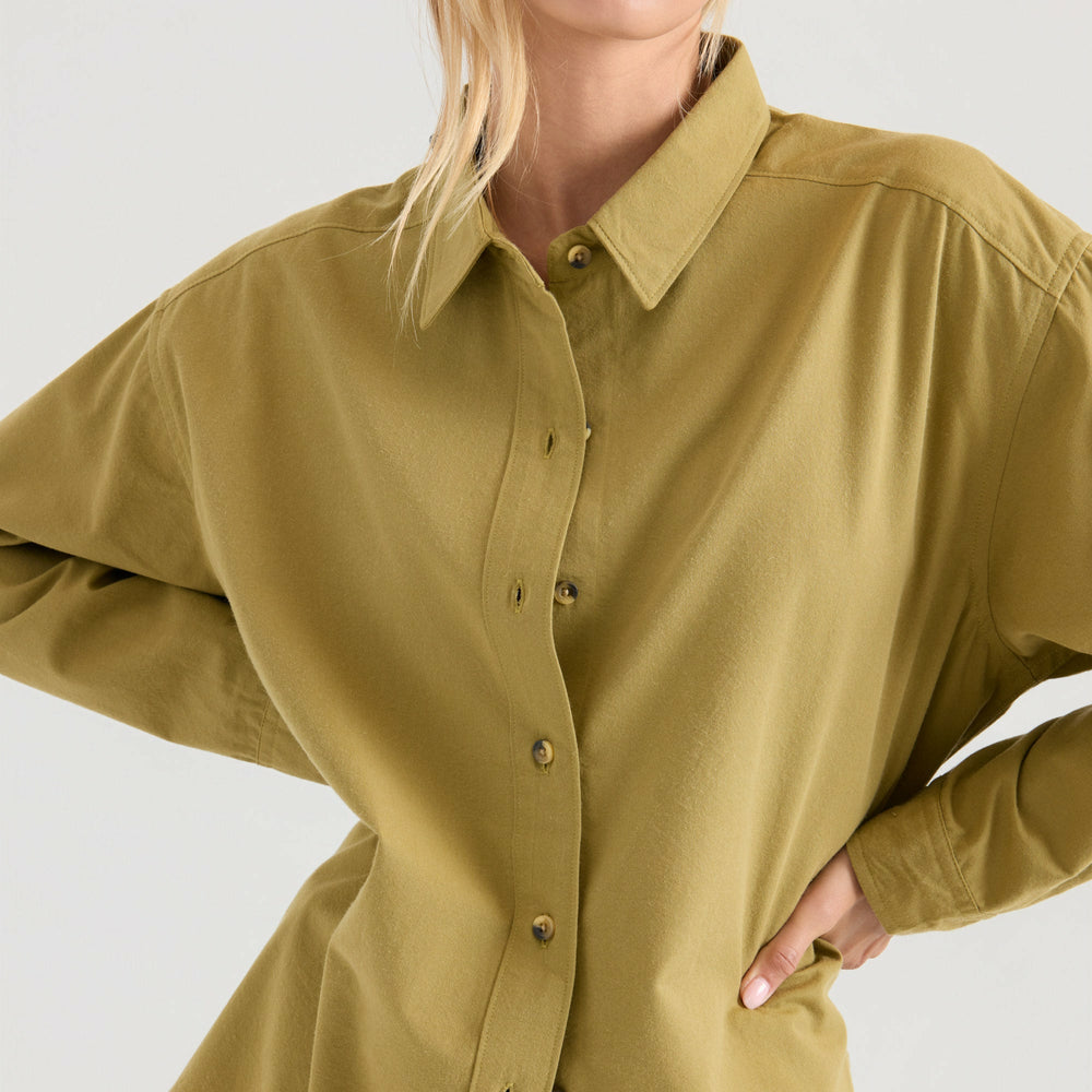 Roark Costa Button Up Shirt in Dusty Olive - Women
