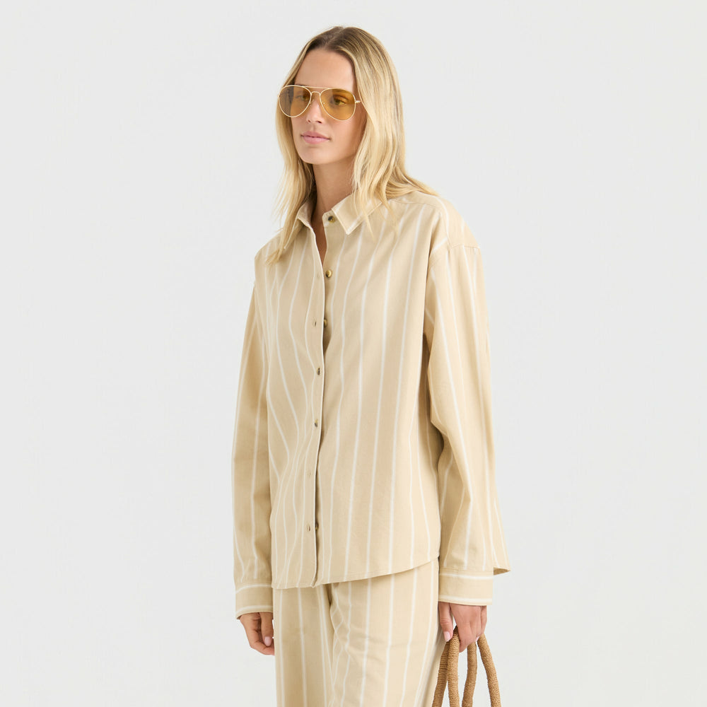 Roark Costa Button Up Shirt in Sand - Women