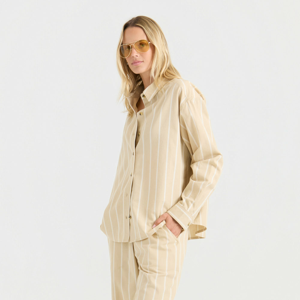 Roark Costa Button Up Shirt in Sand - Women