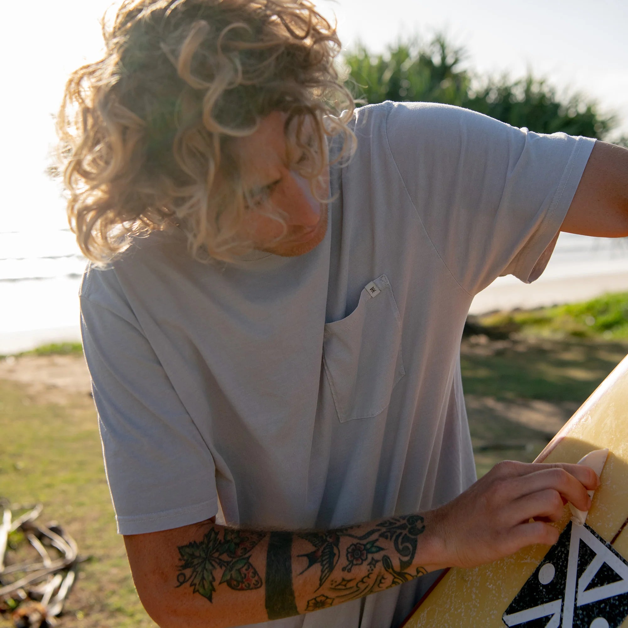 Roark Made To Fade Short Sleeve Tee in Washed Grey - Men